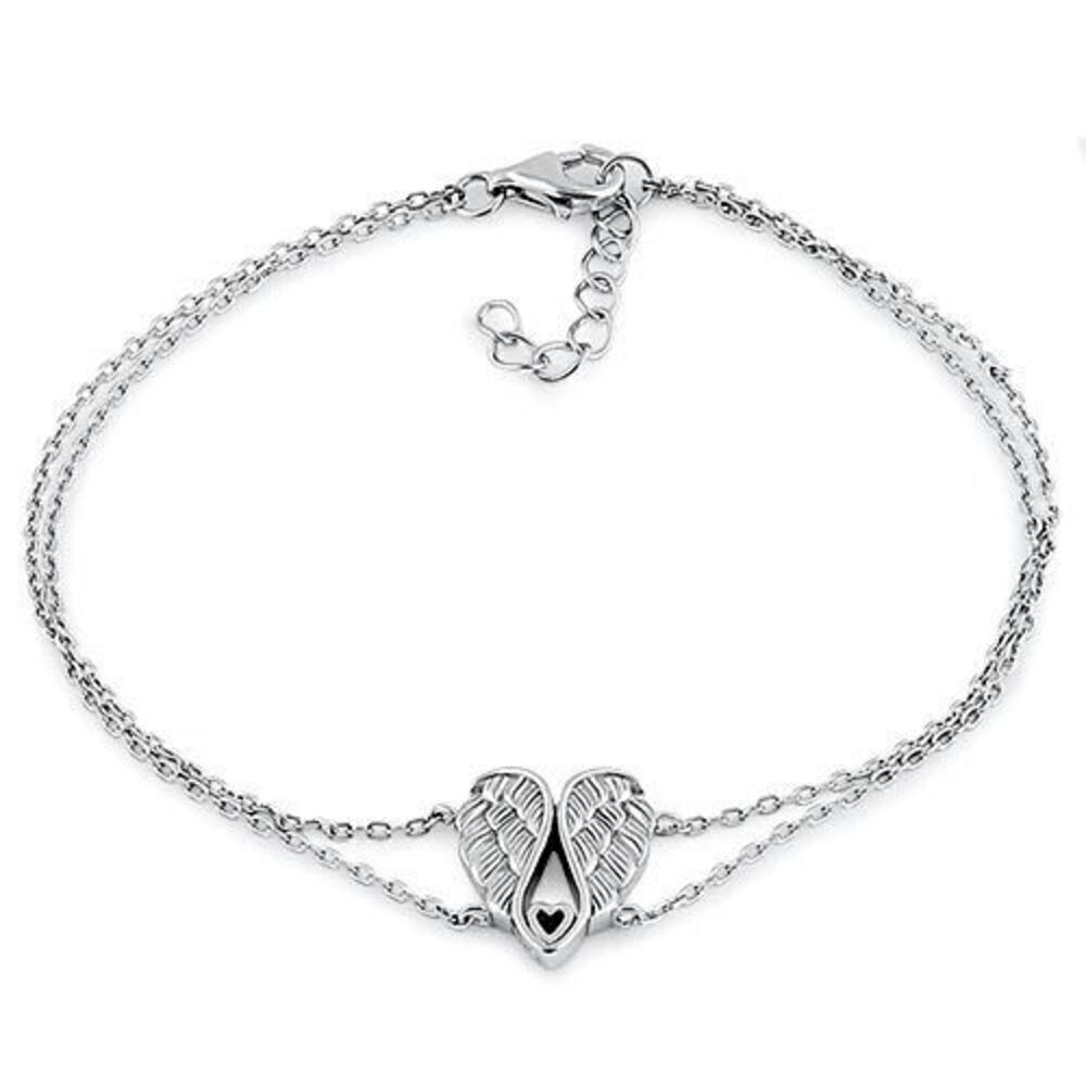 Angel Wings with Heart Sterling Silver Bracelet Casual New